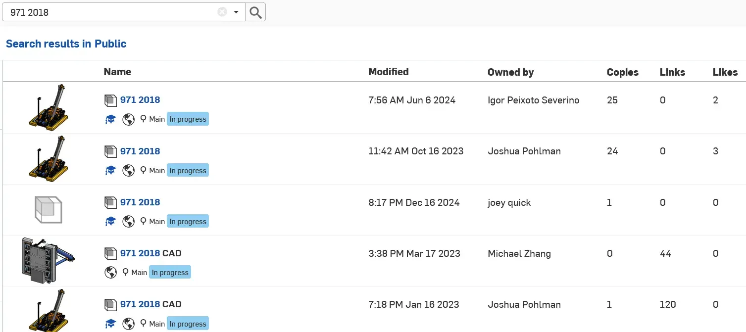 Public search results